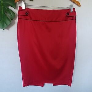 CR Signature Red Satin Pencil Skirt
